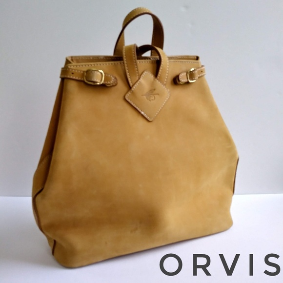 Orvis Handbags - Orvis Tan Suede Convertible Backpack Purse